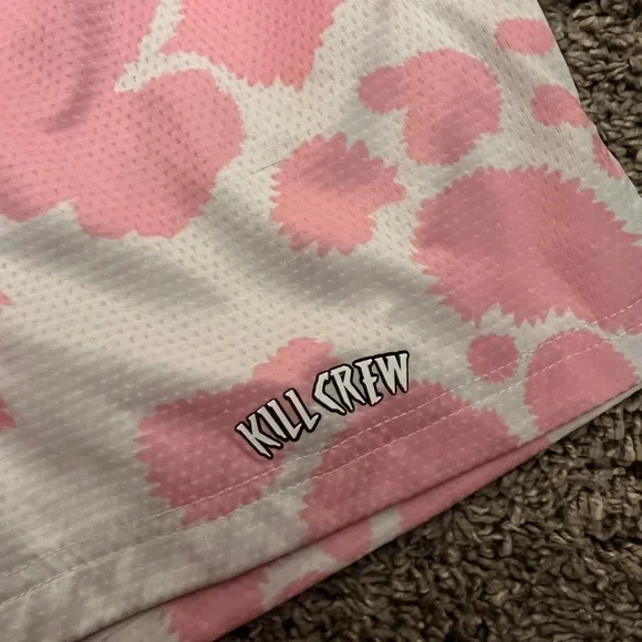 Kill Crew Women's Athletic Shorts in Pink and White - Picture 2 of 4